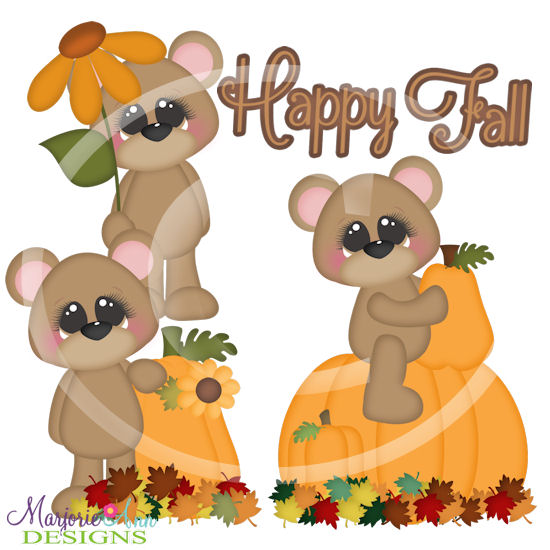 Happy Fall Bears SVG Cutting Files + Clipart - Click Image to Close